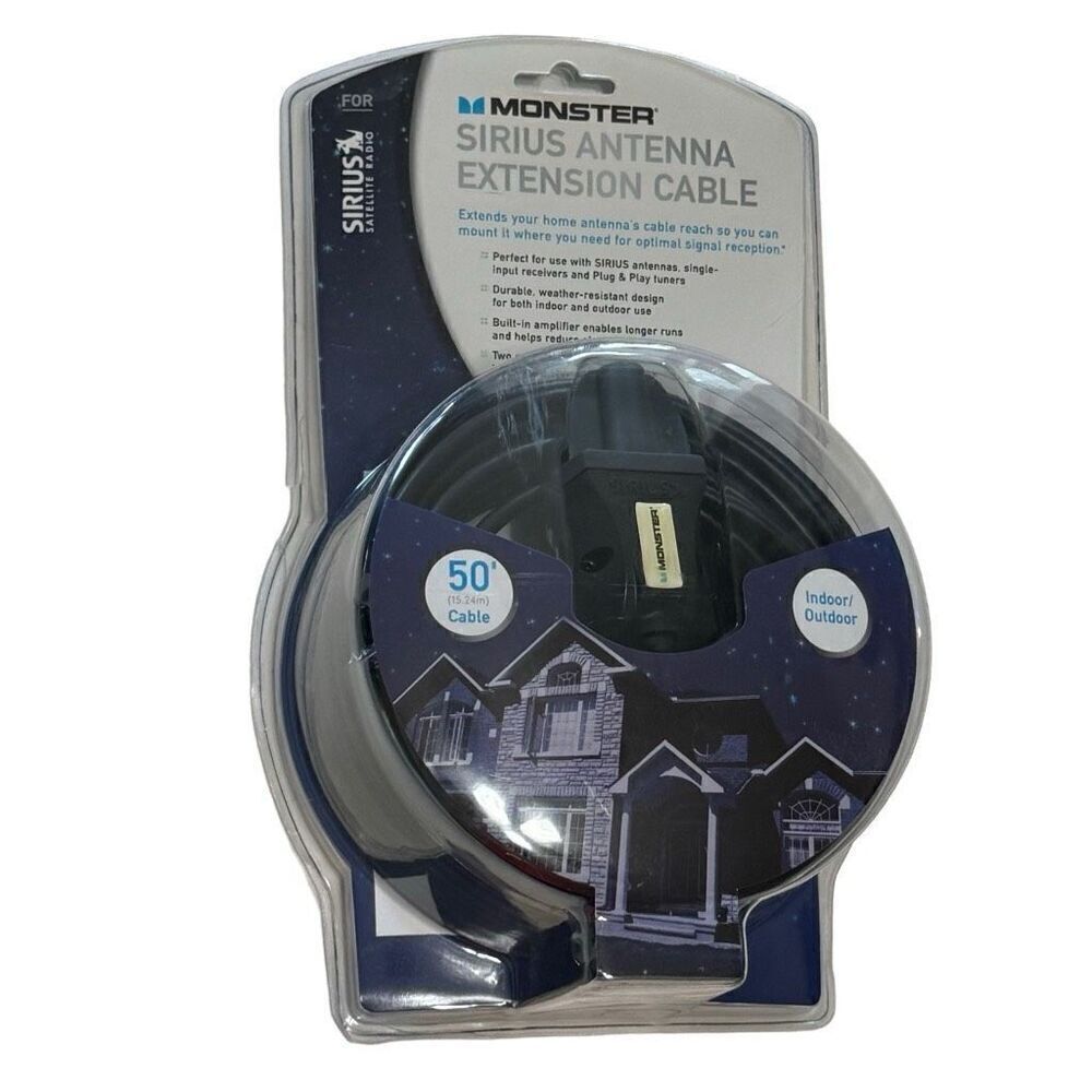 Monster Sirius Satellite Radio 50’ Antenna Extension Cable - NEW